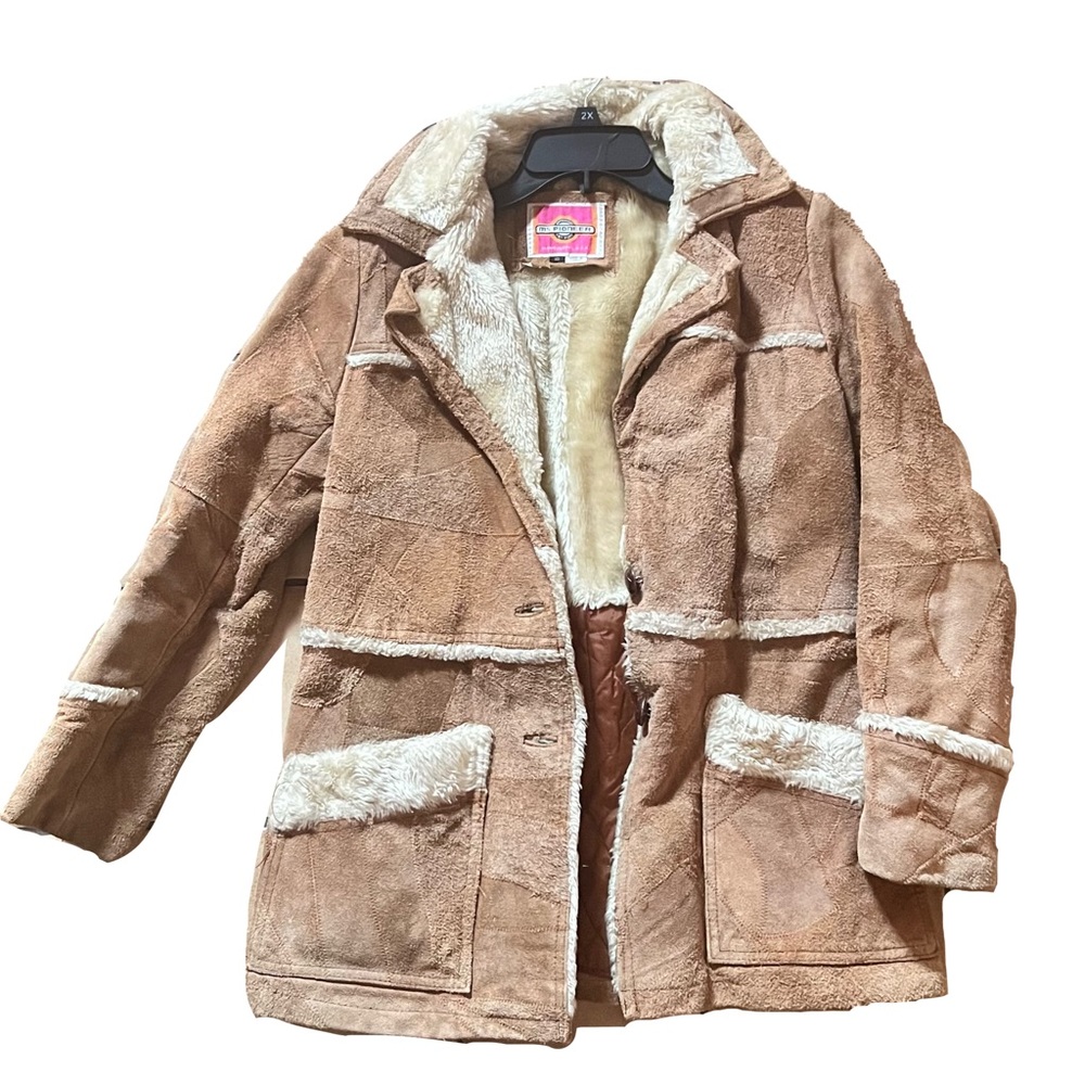 Vintage 100% Real Leather Fur Lining Coat